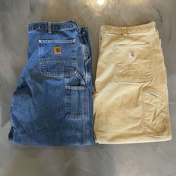 Carhartt Carpenter Jeans Pant Lot of 2 Men’s 42x30 Dungaree Fit Relaxed Fit Tan